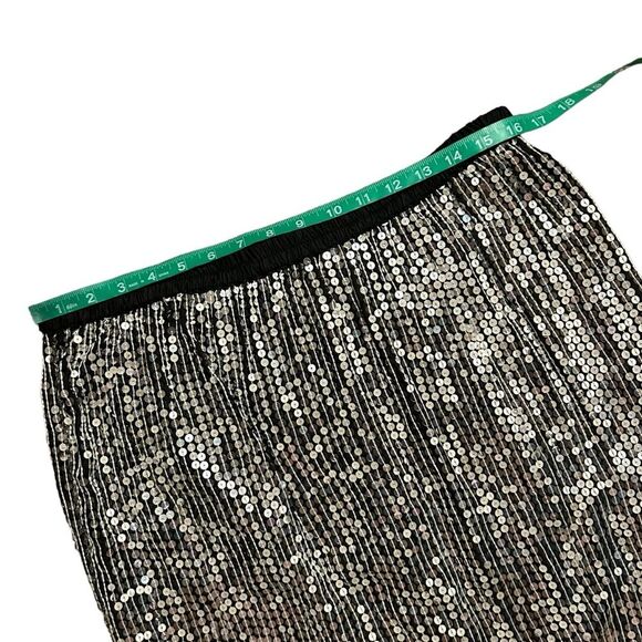 GUNIT Vintage Black/Silver Sequin Pearl Silk Skirt S - Picture 9 of 12
